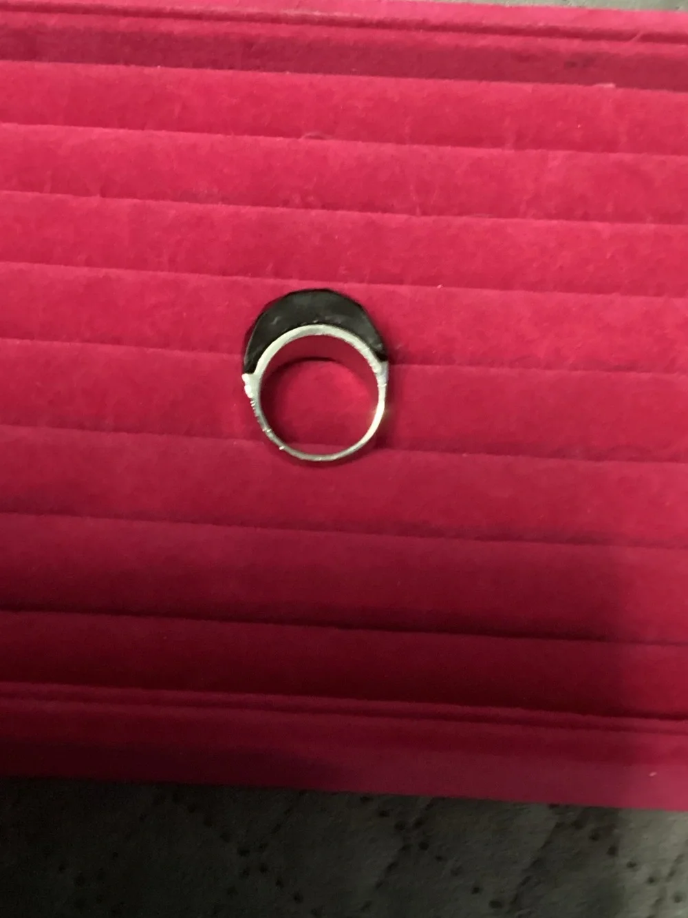 Black Plastic Faceted Dome Ring - size 8